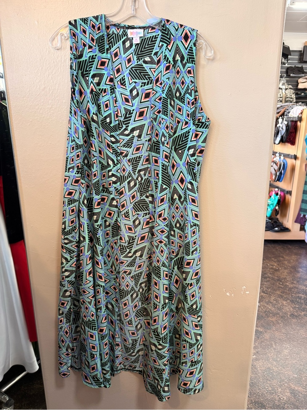 LuLaRoe Joy Vest Medium Geometric Print Long Duster Cardigan